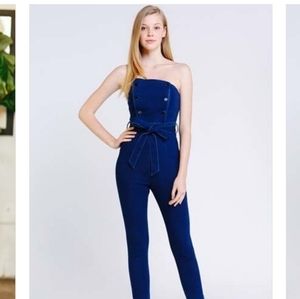 Denim Halter Jumpsuit.